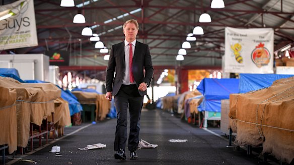 Acting lord mayor Arron Wood at the market