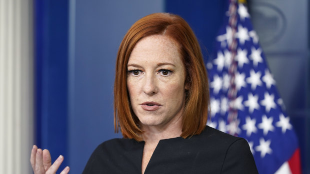 White House press secretary Jen Psaki speaks during the daily briefing at the White House in Washington.