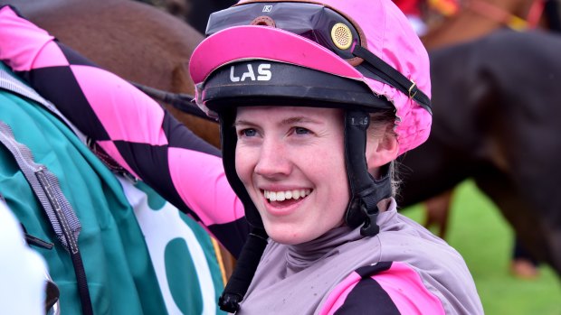 Mikaela Claridge after winning the Dunstan Engineering 0 - 58 Handicap at Donald Racecourse on May 11, 2019. 