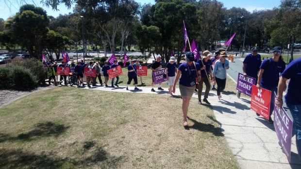 University of Canberra staff walked off the job for a full-day strike on November 1, following a half-day strike in October.