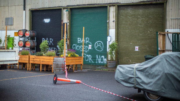 The  bar entrance to La Sirene Brewery which has been closed since late November.