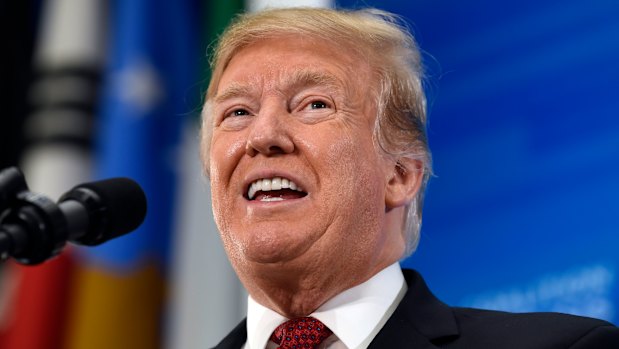 US President Donald Trump speaks at the Global Coalition to Defeat ISIS meeting at the State Department in Washington on February 6.