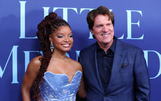 Star Halle Bailey and director Rob Marshall at the Australian premiere of The Little Mermaid at Sydney’s State Theatre on Monday night.