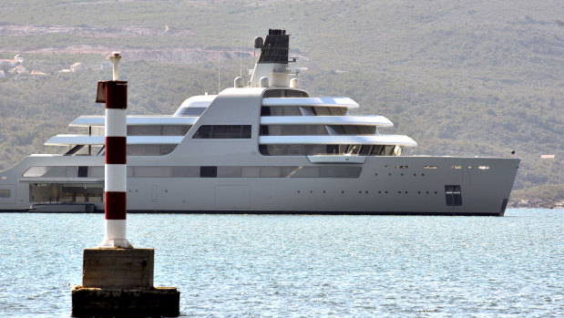 Roman Abramovich’s superyacht Solaris anchored in Tivat, Montenegro.