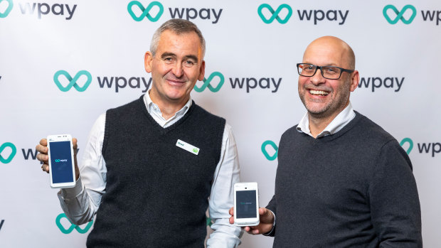 Woolworths CEO Brad Banducci (left) and WPay general manager Paul Monnington (right): The supermarket operator is expanding into payments.