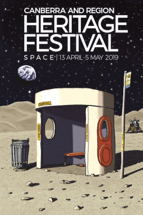 Is the route direct though? Trevor Dickinson puts a bus shelter on the moon for 2019 Heritage Festival.
