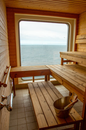 The sauna onboard – popular venue on an Antarctic cruise.