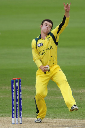 Travis Head bowling for the Australian under 19s in 2012.