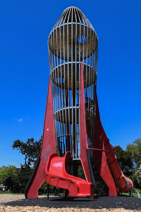 Beacon: the rocket shaped climbing apparatus at Central Gardens - aka Rocket Park - in Hawthorn.