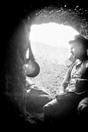 Resting in the trenches in the Anzac area. Photograph by Age correspondent Phillip Schuler.