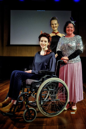 From left: model Rosie Nash, designer Nikki Hind and Access to Fashion organiser Carly Findlay.