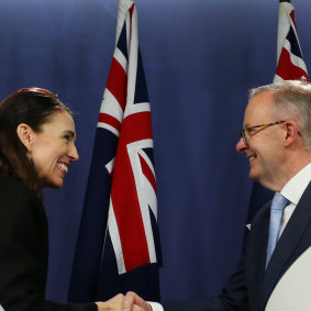 New Zealand Prime Minister Jacinda Ardern with PM Anthony Albanese in Sydney in July 2022.