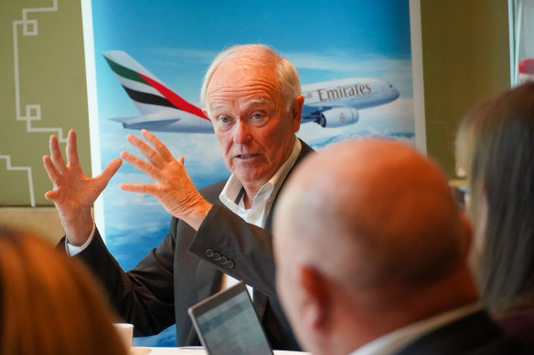 Emirates Airline president Sir Tim Clark in Melbourne on Friday.