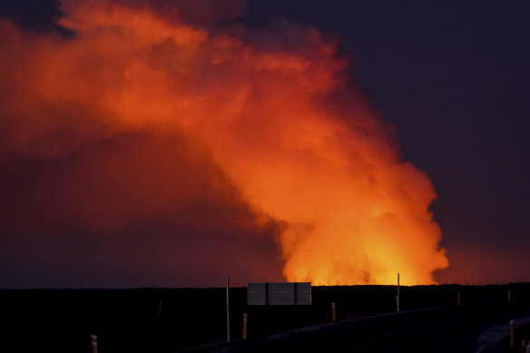 A view of the volcano from Suðurstrandavegur, the road that leads to Grindavík in Iceland.