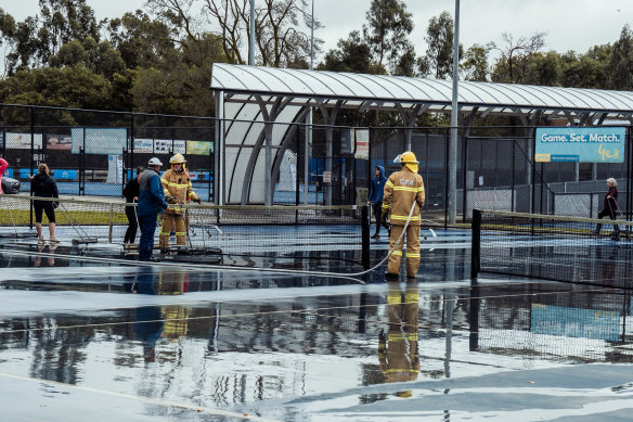 Rain-soaked Traralgon on Saturday.