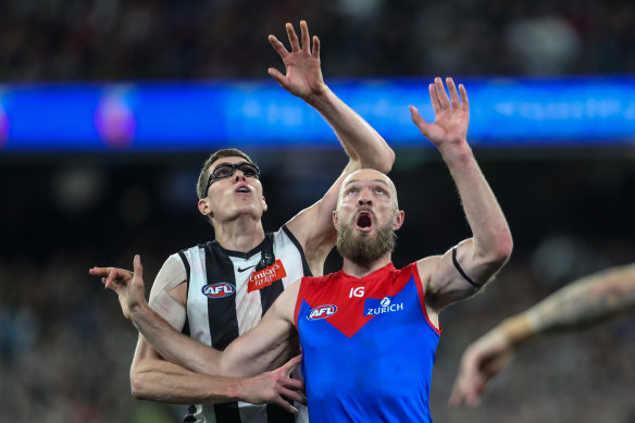 Max Gawn took on Mason Cox on Thursday.