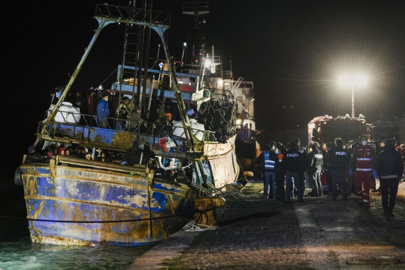 The Italian coast guard was responding to three smugglers’ boats carrying more than 1300 migrants “in danger” off Italy’s southern coast, officials said on Friday.