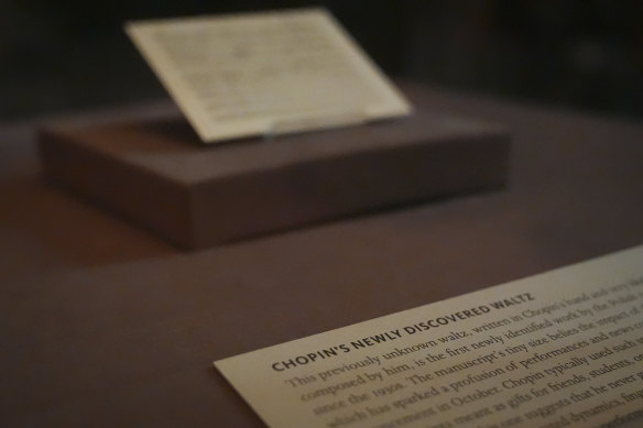 Signage describing the find as “Chopin’s newly discovered waltz”.