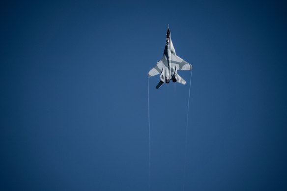 A MiG-29 warplane. 