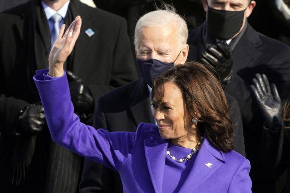 Joe Biden and Kamala Harris at their inaugurations at Washington DC’s Capitol.