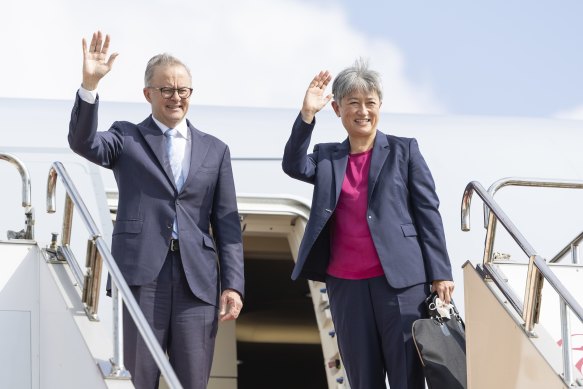 Prime Minister Anthony Albanese and Foreign Affairs Minister Penny Wong as they left for the Quad leader’s summit in Tokyo.