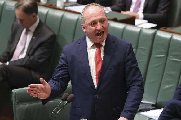 Deputy Prime Minister Barnaby Joyce during question time on Tuesday. 