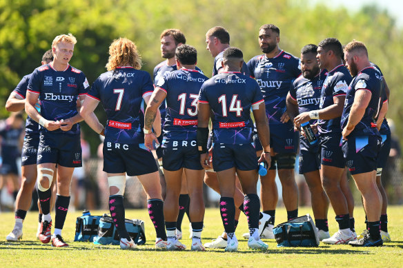 Rebels players during a trial match against the Waratahs earlier this month.