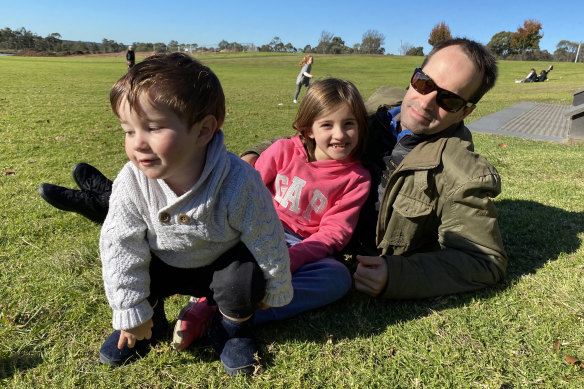 Stephen Massa with his children Valentina, 6, (centre) and Christian, 2.