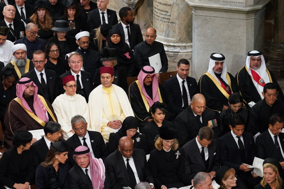 Guests at the Queen’s funeral in Westminster Abbey.