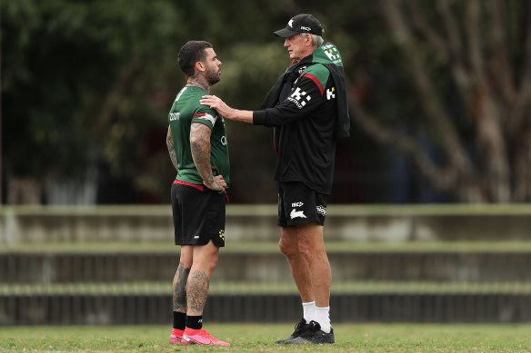 Souths captain Adam Reynolds and coach Wayne Bennett.