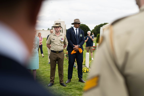 Wallabies captain Will Skelton at the Villers-Bretonneux memorial.