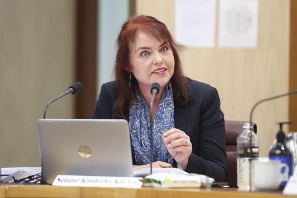 Senator Kimberley Kitching during a hearing on the Australia Post inquiry, at Parliament House in May.