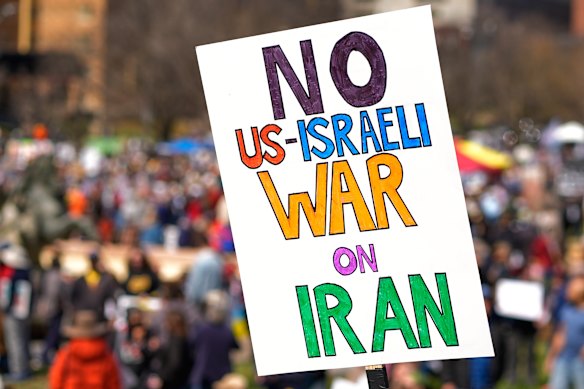 Demonstrators in Kansas City during the No Kings protest.