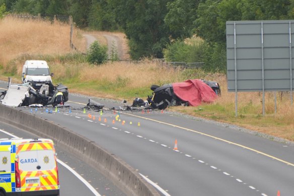The wreckage of the crash last weekend on the M9 motorway.