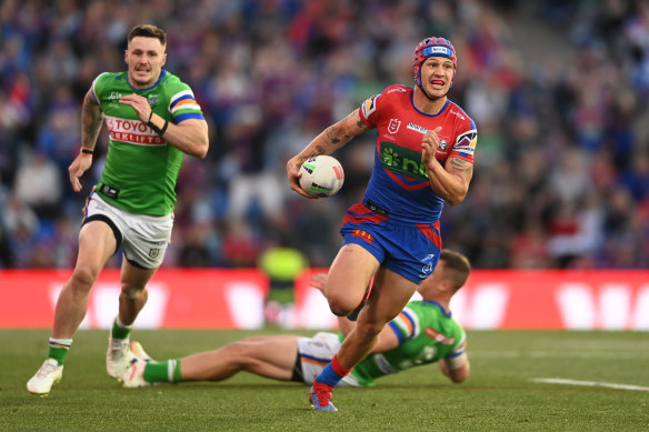 Kalyn Ponga tore the Raiders to shreds on the right in the second half on Sunday.