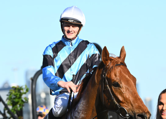 Ethan Brown suffered a fall in the Australian Guineas at Flemington earlier this month.