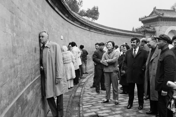 Gough Whitlam visiting the Echo Wall at Beijing’s Temple of Heaven on his first prime ministerial visit in 1973.