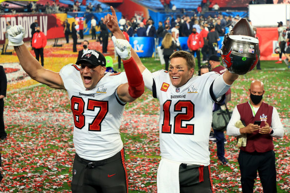 Tom Brady and Rob Gronkowski and winning the Super Bowl with Tampa Bay.