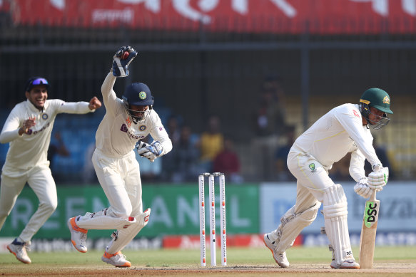 Usman Khawaja was caught behind from the second ball of Australia’s innings.