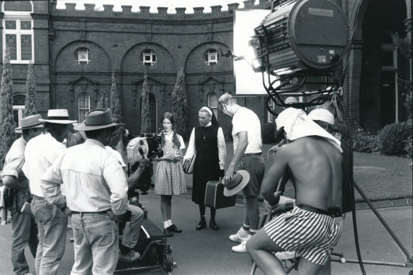 Preparing a scene from Brides of Christ at the Santa Sabina Convent location in Strathfield, Sydney.