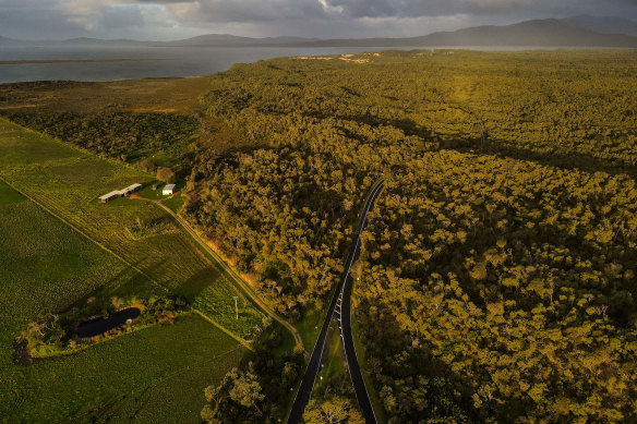 A view from above of an area where the fence line will go. 