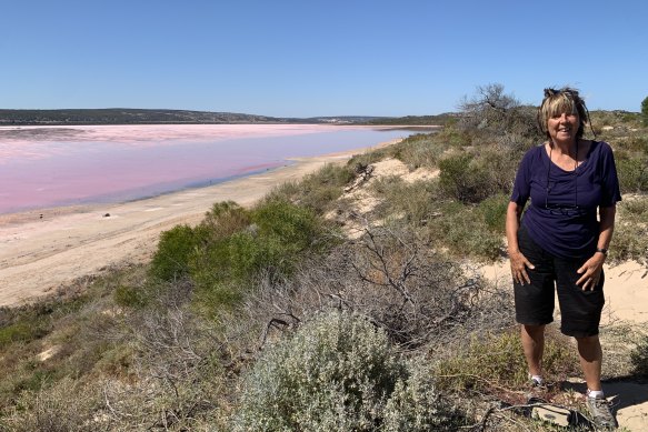 Julia Salnicki at Hutt Lagoon’s Pink Lake, Western Australia.