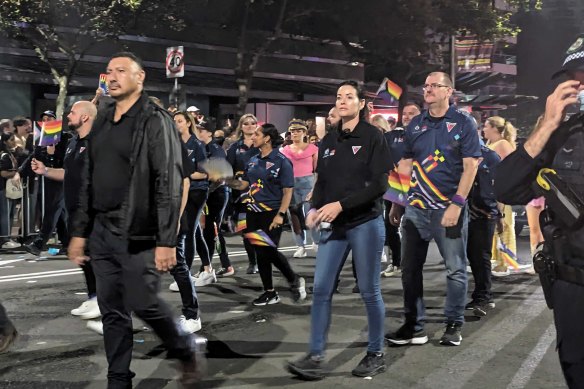 NSW Police march out of uniform at this year’s Mardi Gras.