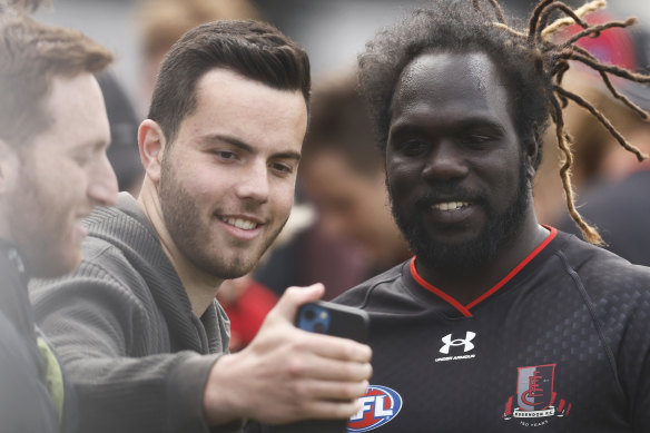 Anthony McDonald-Tipungwuti gets up close and personal with fans.