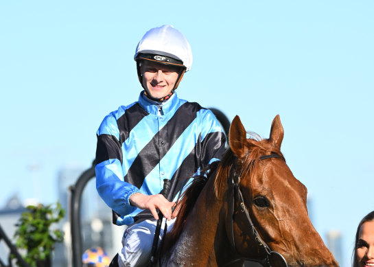 Ethan Brown suffered a fall in Saturday’s Australian Guineas at Flemington.