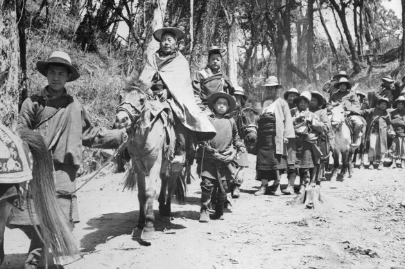 The Abbot of Tibet flees on a donkey from Tawang monastery to India in 1959. The Dalai Lama also fled, as an uprising against Chinese rule was put down in Tibet.