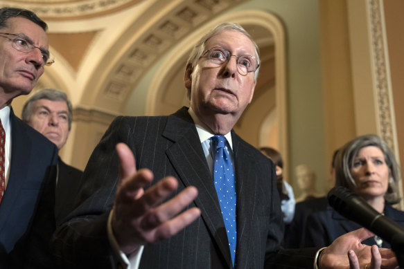 "About time," Senate Majority Leader Mitch McConnell responded.