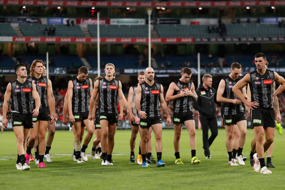 The Magpies have slumped to 1-5 after losing to Essendon on Anzac Day.