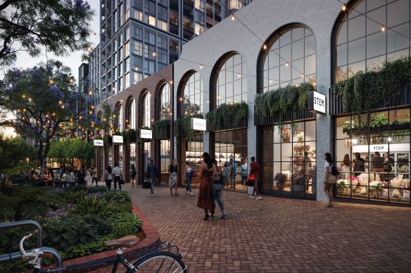 Work is forging ahead on the $800 million Rozelle Village redevelopment, which includes shops and a public plaza. 