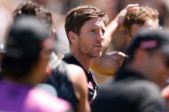 Assistant coach Matthew Boyd took the reins for Collingwood although senior coach Craig McRae was present.